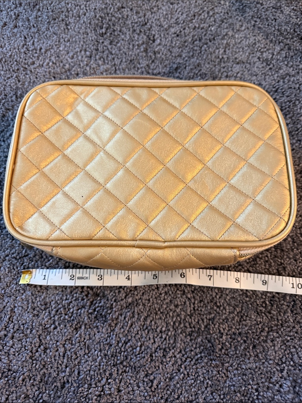 Juicy Couture Quilted Metallic Gold Cosmetic Pouch